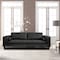Armen Living Wynne Contemporary Sofa in Genuine Black Leather with Brown Wood Legs LCWY3BLACK - alternate 3
